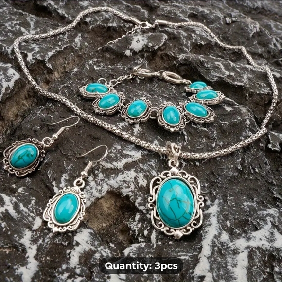 Silver Necklace with Turquoise Pendant - Picture 9 of 10